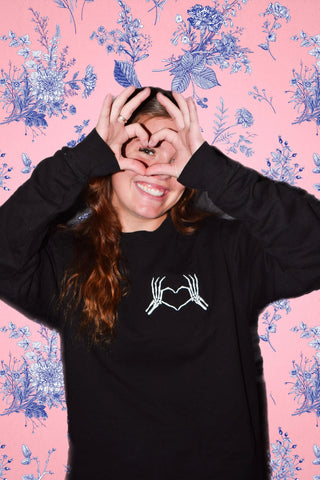 Bones LOVE Embroidered Heart Crewneck