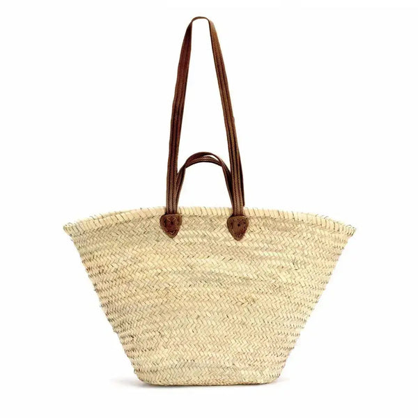 The Classic Straw Double leather handle French basket