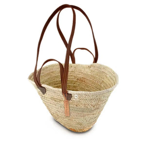 The Classic Straw Double leather handle French basket
